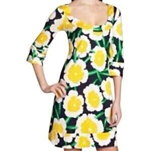 Diane Von‎ Furstenberg Yellow Floral Long Sleeve Dress